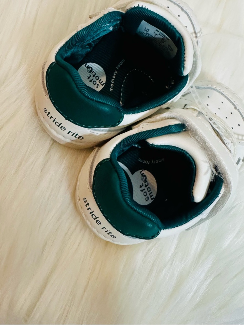 Stride Rite White & Teal Star Velcro Toddler Sneaker - Picture 7 of 12